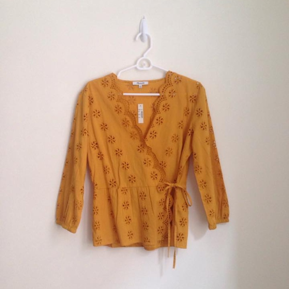 Madewell Scalloped Eyelet Wrap Top